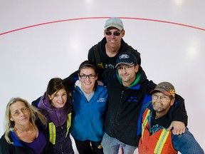 The ice is looking nice thanks to the hard-working parks and recreation crew. Left to right: Sherry Belanger, Jenna Koshney, Gabi Feller, Michael Whittington, Rob Cady and Vincent Beauregard.John Stoesser photos/QMI Agency