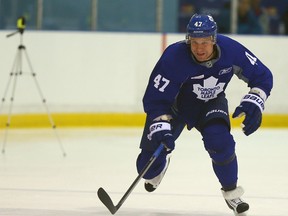 Forward Leo Komarov rejoins the Maple Leafs after playing in Russia last season. (Dave Abel/Toronto Sun)