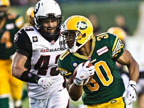 John White is just 47 yards off the team rushing lead, despite missing nine games this week. (Codie McLachlan, Edmonton Sun)