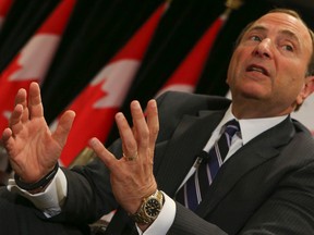 NHL commissioner Gary Bettman speaks at the Canadian Club of Canada luncheon on Monday. (Dave Thomas/Toronto Sun)