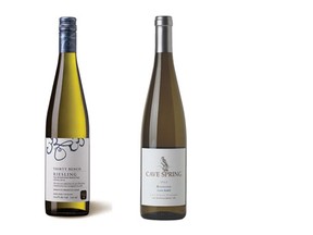 Thirty Bench Wine Makers 2013 Riesling (L), Cave Spring Cellars 2012 Estate Bottled Riesling(R)