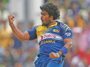 Sri Lanka’s Lasith Malinga won’t be doing any celebrating at February’s World Cup due to ankle surgery that will keep him out for a while. (REUTERS)
