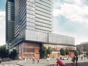 Rideau Street Properties is proposing a two-tower mixed-use development at Rideau and Chapel streets. The towers would be 32 and 27 storeys. Source: Rideau Street Properties planning rationale.