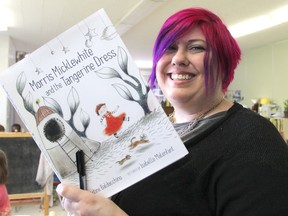 New author Christine Baldacchino was at J.G. Simcoe Public School on Wednesday to read from her very first children's book. She is in town as part of the Kingston WritersFest. (Michael Lea/The Whig-Standard)