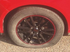 Two youths face charges relating to a rash of slashed tires in the Allen Acres subdivision in August. Photo courtesy of Vulcan RCMP