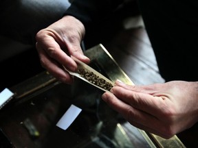 A marijuana cigarette is rolled in this June 22, 2013 file picture.
REUTERS/Andres Stapff/Files