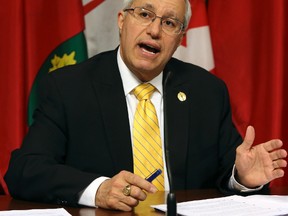 Ont. PC. Finance critic Vic Fedeli comments on Auditor General of Ontario, Bonnie Lysyk speech at Queens park in Toronto, Ont. af OLG. on Monday April 28, 2014. Dave Thomas/QMI Agency