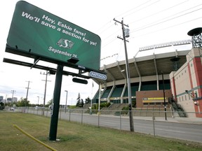 The billboard promising Eskimos fans that Roughriders fans would save a section for them at Commonwealth Stadium in 2009 is probably the best example of the Riders cheeky ads purchased over the years. (David Bloom, Edmonton Sun)