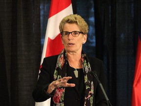 JOHN LAPPA/THE SUDBURY STAR
Ontario Premier Kathleen Wynne addresses the local media in Sudbury, ON. on Thursday, Sept. 25, 2014. Wynne was in Sudbury taking part in a cabinet meeting at the Willet Green Miller Centre.