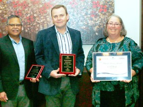 Dr. Rishi Duggal, lef, Dr. Rajiva Singh, Dr. John Butler, Dr. Sonja Burgel, and Dr. Kenneth Yoshida are pictured with their awards. Missing from the photo is Dr. Paul Dobrovolskis. (Submitted)