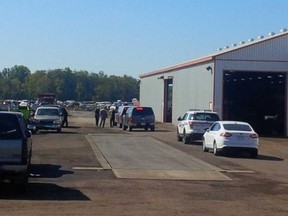 The scene at Plazek Auto Recyclers in West Lincoln where an 17-year-old was killed in an industrial accident Friday morning. Grant LaFleche/Standard Staff