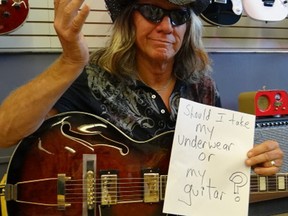 Brian Vollmer of the Canadian rock band Helix has a message for the airlines on Sept. 26, 2014. (Photo courtesy Brian Vollmer)