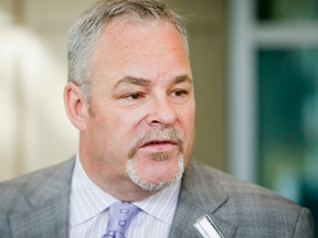 Allan Fay, the defence lawyer for accused killer Matthew de Grood, speaks with media at Calgary Courts Centre in downtown Calgary, Alta., on Friday, Sept. 26, 2014. (Lyle Aspinall/QMI Agency)