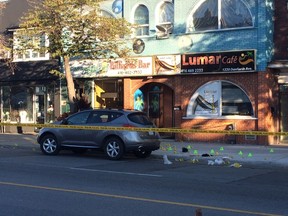 A man in his 20s was found fatally stabbed on Danforth Ave., just east of Greenwood Ave. around 1:10 a.m. on Sept. 27, 2014. (Chris Doucette/Toronto Sun)