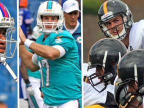 EJ Manuel, Ryan Tannehill, Landry Jones (QMI Agency/John Kryk)