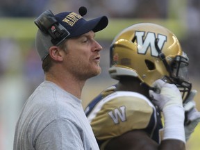 Bombers coach Mike O'Shea had a challenging time on Saturday. (KEVIN KING/Winnipeg Sun)