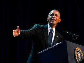 U.S. President Barack Obama delivers remarks at the Congressional Black Caucus Foundation dinner in Washington on September 27, 2014. (REUTERS/Jonathan Ernst)