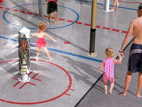 Supplied image
A representation of the hockey-themed splash pad, in memory of DJ Hancock.