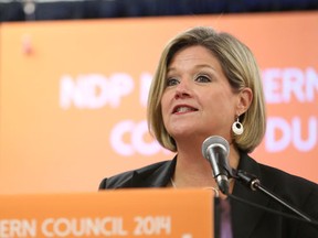 Gino Donato/The Sudbury Star
Andrea Horwath, leader of the Ontario New Democratic Party, speaks at the NDP Northern Council at the Radisson Hotel in Sudbury on Sunday morning.