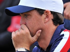 Keegan Bradley of Team US is pictured after Europe won the 2014 Ryder Cup at Gleneagles in Scotland. (AFP PHOTO / GLYN KIRK)