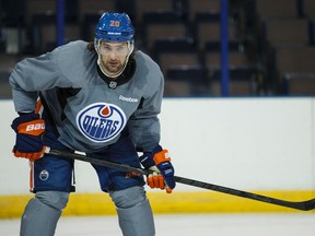 Edmonton Oilers forward Luke Gazdic (20) is seen during training camp at Rexall Place in Edmonton, Alta., on Friday, Sept. 19, 2014. The NHL hockey team conducted drills and played a scrimmage. Ian Kucerak/Edmonton Sun/ QMI Agency