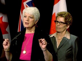 Education Minister Liz Sandals, left, and Ontario Premier Kathleen Wynne at Queen's Park. (Jack Boland/Toronto Sun)