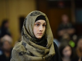 Ailina Tsarnaev, sister of the accused Boston Marathon bombers appears in New York Criminal Court in Manhattan, N.Y., September 30, 2014. (REUTERS/Steven Hirsch/Pool)