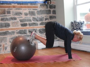 The Stability Ball Long Lever Jackknife exercise. (Supplied photo)