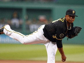 Pirates pitcher Edinson Volquez will try to get his Pirates past the Giants today in a one-and-done wild-card game on Wednesdasy. (AFP)
