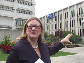 Mayoral candidate Paula Havixbeck releases her proposal for the former Public Safety Building and Civic Parkade during a press conference in Winnipeg, Man. Monday September 29, 2014.
