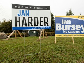 Election signs shown in Barrhaven Ward on Tuesday Sept 30, 2014. 
Tony Caldwell/Ottawa Sun/QMI Agency