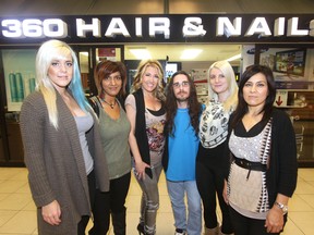 From the left; Brittney, Ingrid, Buffie, Shael, Kriswtyn, and Ashley.  There is a Cut for a Cure event at Winnipeg Square on Nov. 5.  They raised $8,000 for the Canadian Cancer Society last year. This year, 360 Hair & Nails will be joined by a second salon, Buffie  & Co.