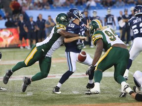 Eskimos head coach Chris Jones says Argos quarterback Ricky Ray is very methodical, even after getting sacked. (QMI Agency)