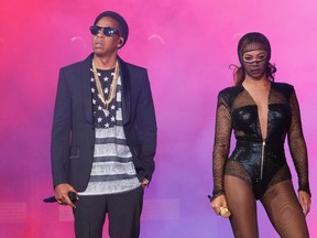 Jay z and Beyonce performing during their On the Run tour in Chicago.

Barry Brecheisen/PictureGroup