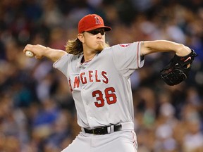 Angels’ Jered Weaver has seen his fastball velocity dip from 95 mph to 88 mph this season. (USA TODAY SPORTS)