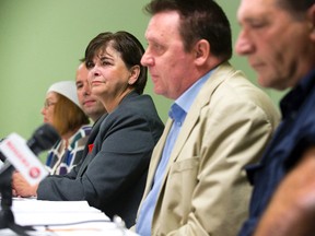 Denise Brown, centre, was joined by Ward 11 candidates, from left, Joan Martin, Stephen Turner and Patrick Copps for a debate Wednesday at the Landon branch library in Wortley Village. (DEREK RUTTAN / The London Free Press)