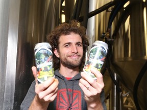 Gino Donato/The Sudbury Star
In this file photo, Michael Guillemette, the brewmaster at Stack Brewing, shows off a Laser Hosen.
