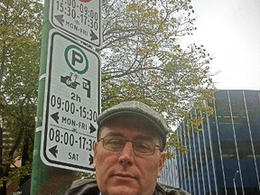 Jeff Anderson at the scene where he was recently ticketed in downtown Winnipeg.