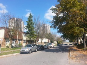 OTTAWA - Oct 2, 2014 - The area where six shots were fired Sunday, in the Rideauview Terrace property along Debra Ave. A mother and her three children live in the  home that was shot at Sunday, but weren’t home at the time. (DANIELLE BELL/ Ottawa Sun)