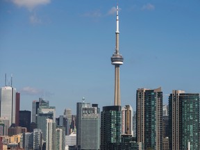 A view of the downtown skyline from BMO Field before the renovation groundbreaking ceremony in Toronto, Ont. on Tuesday September 23, 2014. The renovations will include expanded capacity to 30,000 and a full canopy covering most of the seats. Ernest Doroszuk/Toronto Sun/QMI Agency