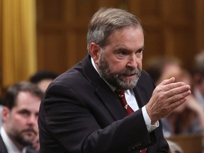 New Democratic Party leader Thomas Mulcair speaks during Question Period in the House of Commons on Parliament Hill in Ottawa October 2, 2014. (REUTERS/Chris Wattie)