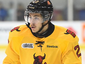 Niki Petti tallied twice for the Belleville Bulls in a 4-2 win at Kingston Friday night. (Aaron Bell/OHL Images)