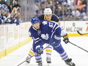 Brandon Kozun (67) has impressed the Leafs brass with his speed and his intensity throughout training camp and the exhibition games. (ERNEST DOROSZUK/Toronto Sun)