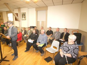 Brian Wolfe addresses the audience at an all-candidates meeting in West Grey Saturday.