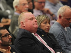 Mayor Rob Ford and wife Renata at Toronto mayoral candidates debate at UJA-CIJA in North York Sunday October 5, 2014. (Stan Behal/Toronto Sun)