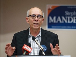 Alberta Health Minister Stephen Mandel launches his campaign for a provincial seat, at the Riverbend Community Centre, Sunday. (IAN KUCERAK/Edmonton Sun)