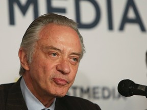 Paul Godfrey, Postmedia President and Chief Executive Officer a press conference was held at the National Post as Postmedia buys Sun Media for 316M  on Monday, Oct. 6, 2014. Veronica Henri/QMI Agency