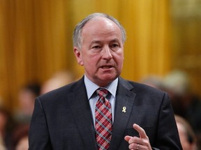 Canada's Defence Minister Rob Nicholson speaks during Question Period in the House of Commons on Parliament Hill in Ottawa October 7, 2014. REUTERS/Chris Wattie