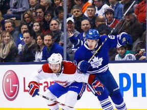 Toronto Maple Leafs' James van Riemsdyk and Montreal Canadiens' David Desharnais. (Ernest Doroszuk, Toronto Sun)