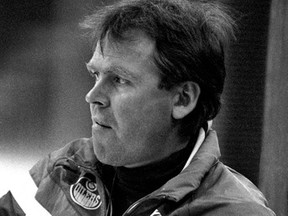 Edmonton Oilers coach and General Manager Glen Sather during a practice in 1984.  (EDMONTON SUN FILE)